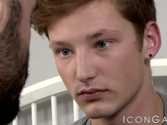 Bearded bald Adam Russo shoves his fat dick into my mouth before doggystyle