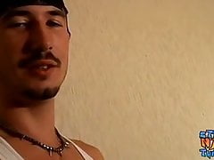 Tattooed jocks masturbate together until a happy ending