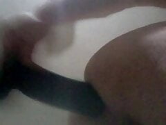 11 inches black dildo deep in my ass