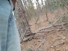 Masturbating in the woods Big Rope Cum