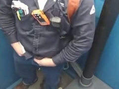 Worker Bear Jerks Off & Cum in Porty Potty at Work