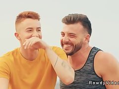 Gay couple anal fucking on a vacation in countryside