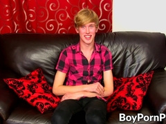 Ultra-cute youngster Austin Ellis spills spunk on his stomach after masturbate