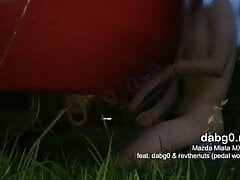 Fucking the exhaust pipe of a Mazda Miata MX-5 sports car