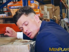 Hot ass banging in the warehouse by suited Diego Summers and Ruslan Angelo