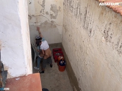 Young amateur duo caught plumbing in the street… so damn real!