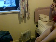 Twink with platinum blonde hair enjoys his petite manhood