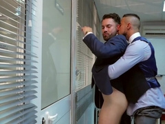 Guys eat ass and enjoy anal at the office too