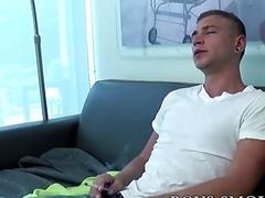 Jock takes clothes off to stroke his boner while smoking