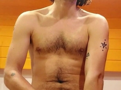 Inked Hippie Man has Strenuous Noisy Climax and Adorns his Forearm with Scorching Jizz