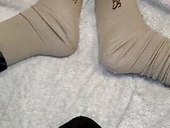 Mister Penis taking off 3 socks and bating my dick barefoot