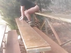 Dildo fuck in apublic rest area