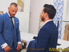 Suited Sir Peter rammed the bubble butt of muscular Javi Gray
