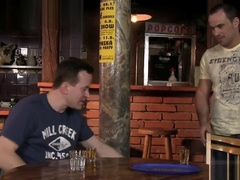 Hetero bartender riding first gay cock