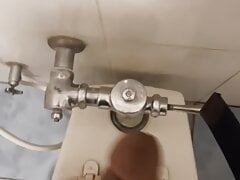 My Cumshot at public toilet. This is my fantasy to handjob at public toilet.