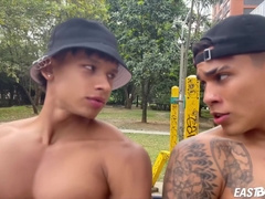 Two Hot Latino Guys Show Their Muscles