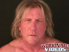 Blond mature stud strokes his dick until a blasting end