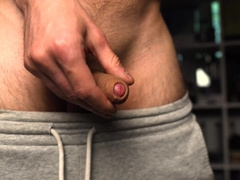 stud fapping off a wiry pink cigar close-up on camera. Masculine solo 4K FLICK