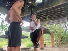 2 young fellows went to smoke in the forest and concluded up humping rubber-free-for-all