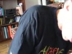 Older man gives an amazing blowjob to a big cock