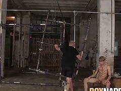 Chained sub Daniel Hausser rimmed before rough anal play