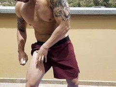 Gay cum, public, fitness