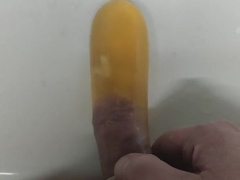 Jizm and urinate in a love glove