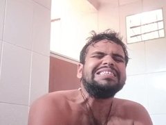 Restroom penetrating pink cigar in lingerie