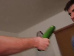 College teens pegged in the ass with objects