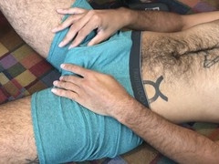 Sensual auditory gay experience: hairy man enjoys ASMR handjob