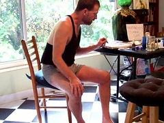 Hairyartist in cockslip in my art studio