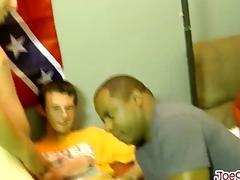 Older black dude loves suckling white dicks