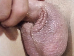 Close up getting off with Jism shot and crammed culo glass fuck stick