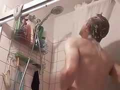 Sexy white boy takes a shower