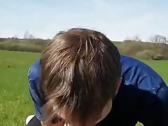 Hot young man blows other outside