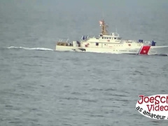 Uncut Brian up for some risky shaft sucking while at sea