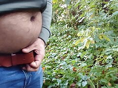 Peeing outdoor in nature Chubbear Alone