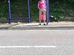 at the bus stop