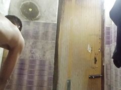 Hand job smart Boy in bathroom