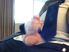 Suited Silver Fox Jacks Off Solo