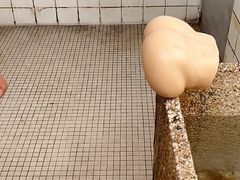Fuck fake pussy in shower