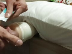 Fucking my fleshlight toy and making creampie. Wild moaning. Almost got caught by girlfriend