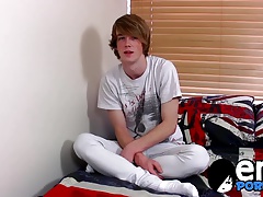 Ginger emo twink Kai Alexander pleasures himself on a bed