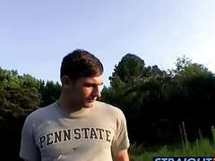 Elijah loves to touch nipples and jerk his cock outdoors