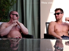 Straight Muscular Jock Friends Suck & Rough Fuck After Tanning