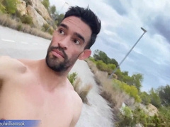 Risky nude hiking on the sunset! Nearly get caught! Flawless bootie super hot boy