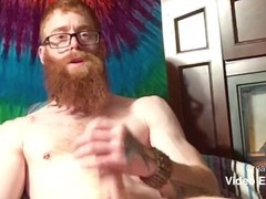 Pleasuring tight ginger booty with a chest cumshot
