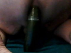 Fat guy ass fucked with cucumber