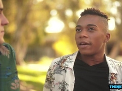 Huge black dick twink takes on a facial from a bi-racial slut and loads of jizz