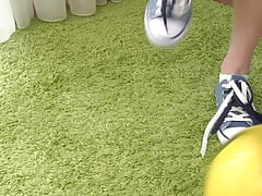 Young football player handjobs on the floor